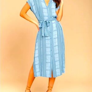 Lulu's I'm the One Blue and White Striped Shirt Dress